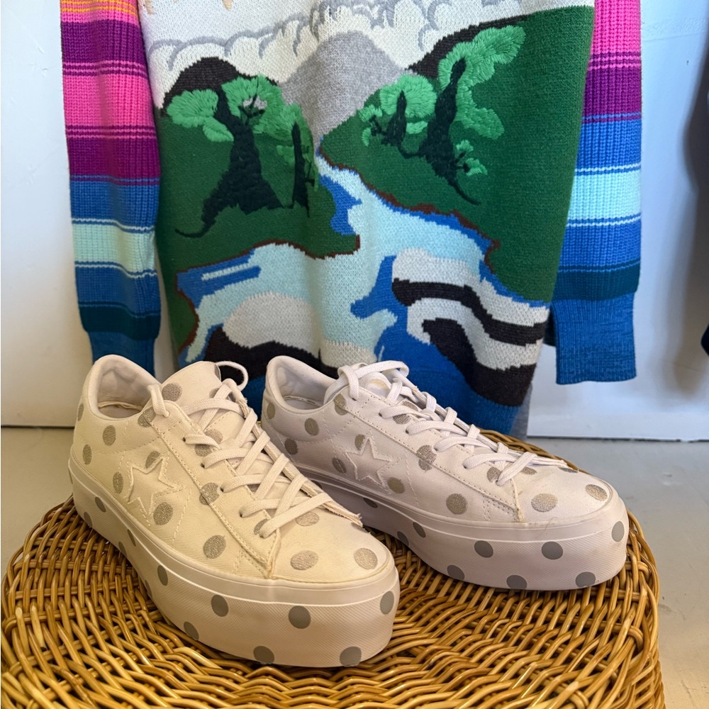 Converse White and Gray Polka Dot Women's Shoes